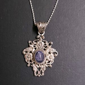 Sterling Periwinkle Floral Scroll Necklace